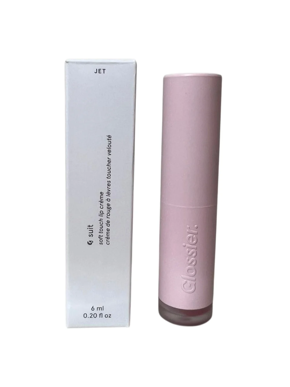 NWT Glossier Soft Touch Lip Creme Sheer Matte Suit Lipstick Jet 6mL